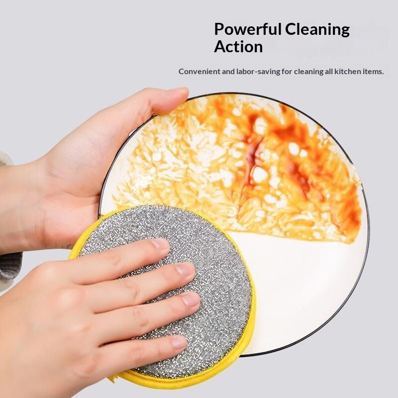 Kitchen Dishwashing Sponge Double-sided Sponge Scrubbing Pot Artifact Household Cleaning Rag Non-oil Dishcloth Scrubbing Cloth