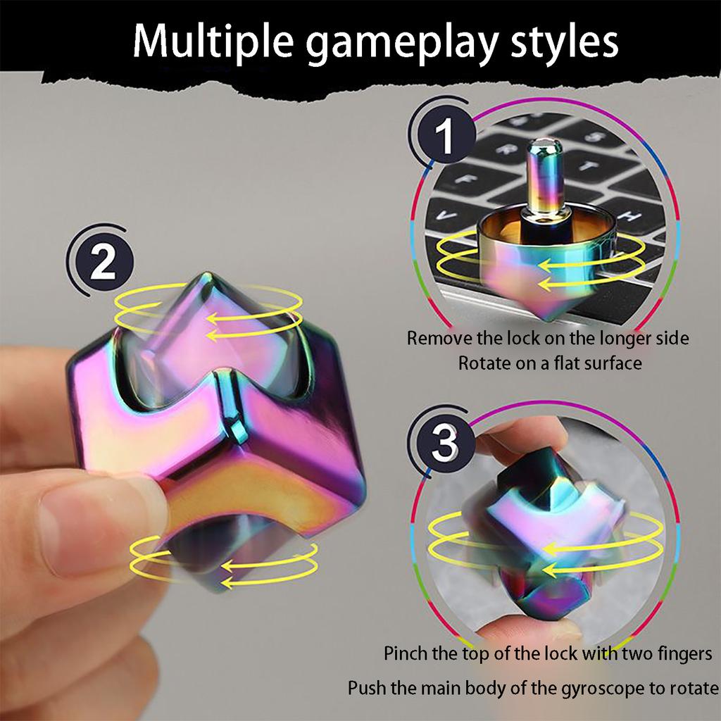 Rubik's Cube métallique coloré, gyroscope pour le bout des doigts, Rubik's Cube créatif rotatif détachable