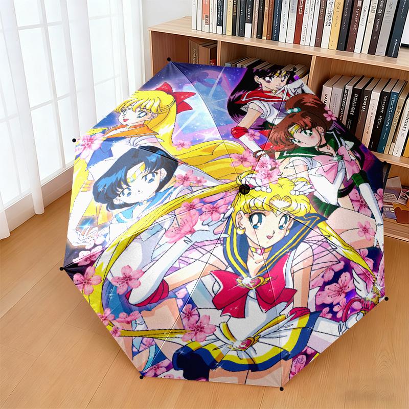 Japanese style Cute cartoon theme Sailor Moon Tsukino Usagi cartoon Umbrella Portable Home Essential Travel Outdoor Iron Multi functional Umbrella B11