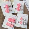 Exquisite Pink Heart Pearl Hair Clips for Side and Forehead Bangs