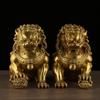 Ornaments Pair No Bottom Palace Gate Beijing Brass Lion Home Decor Craft Display