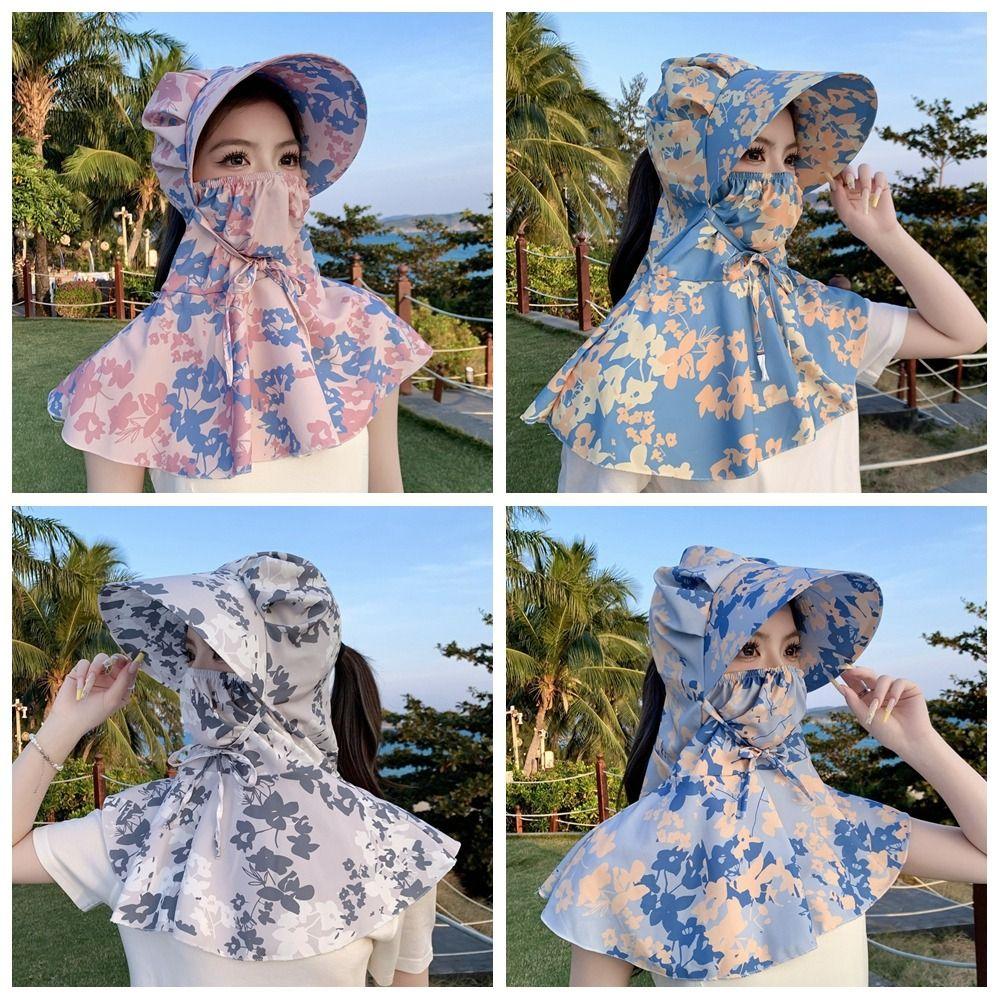 

UV Protection Sunshade Shawl Cap Sun Protection Neck Protection Hat Casual Tea Picking Hat Summer синій
