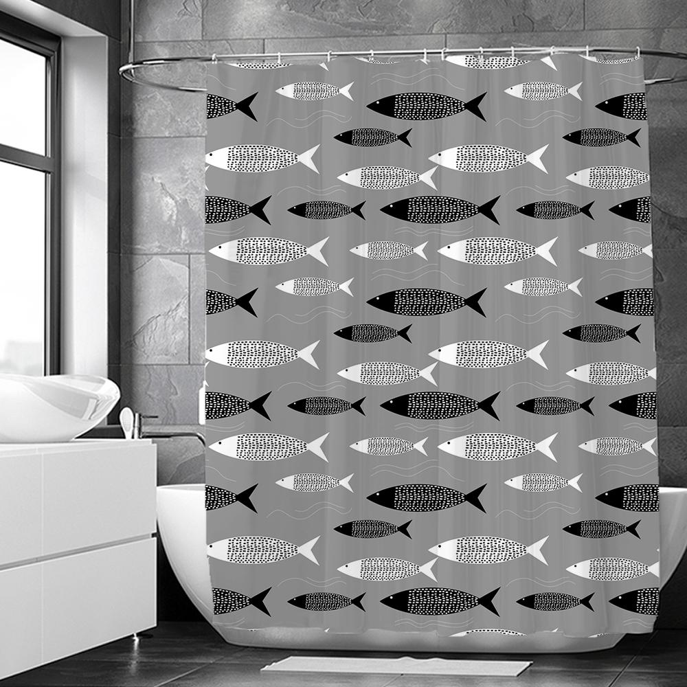 Baifenbai Home Furnishing Light Underwater World Bathroom Shower Curtain Sea Turtle Dolphin Ocean Creature Sea Fish Shower Curtains Bathroom Waterproof Curtain