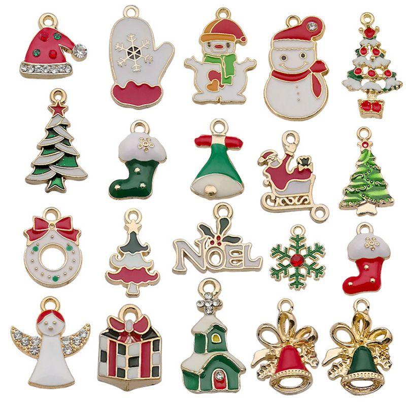 2096pc Merry Christmas Alloy Diy Ornament Santa Snowman Elk Bell Decor Pendant