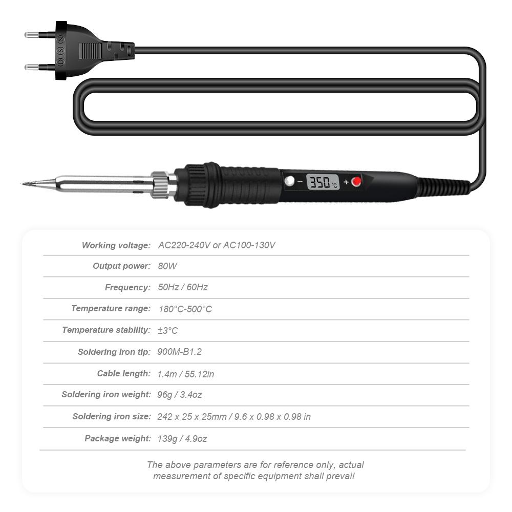 JCD 80W Soldering Iron Sponge Professional Tin Electric Bread Adjustable Temperature 220V Lead-free Welding Repair Tools