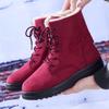 Korean Style High-top Snow Boots for Men and Women, Plus Size, with Velvet Lining and Front Lace-up.