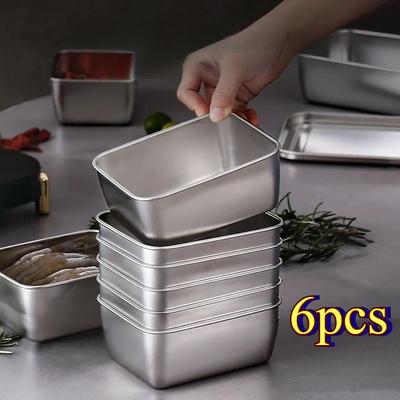 6pcs Stainless Steel Food Storage Container with Lid And Fresh-Keeping Box for Outdoor Picnics Pre Refrigerator Storage