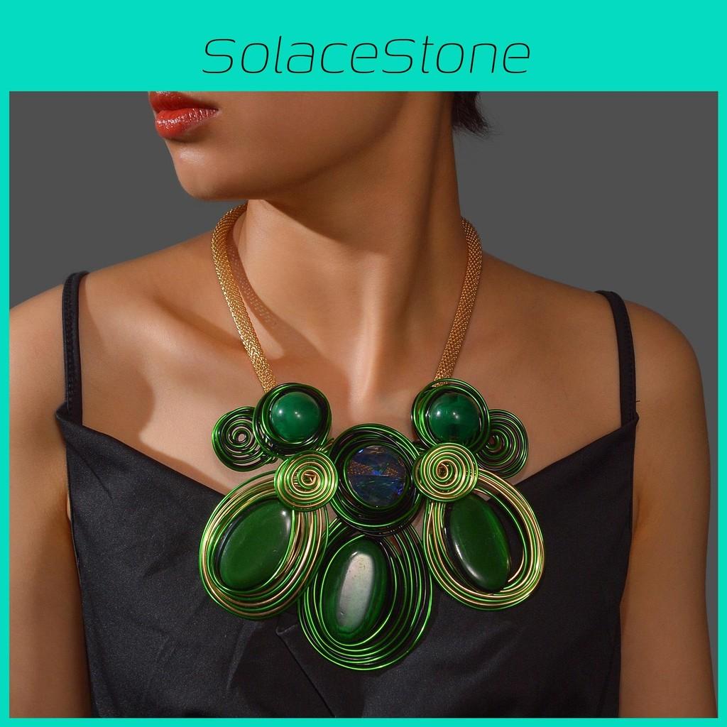 Geometric Crystal Exaggerated Jewelry Set With Alloy Necklace Earrings For Style Youth