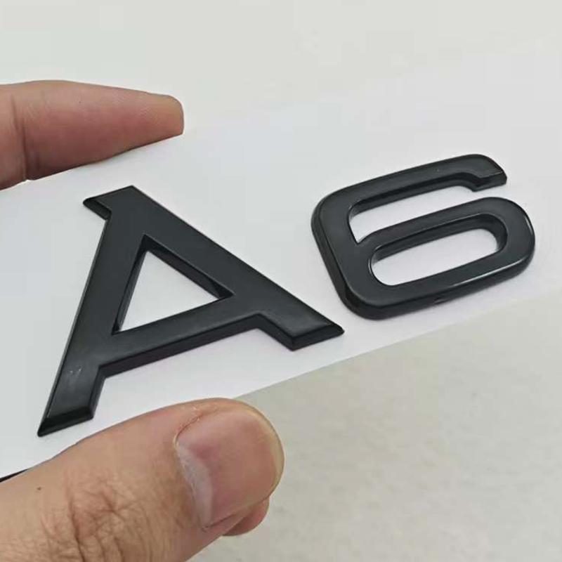 3D ABS Chrome Black Car Letters A4 A6 Logo Rear Trunk Badge Sticker Decals For Audi A4 A6 Auto Tail Marking Accessories