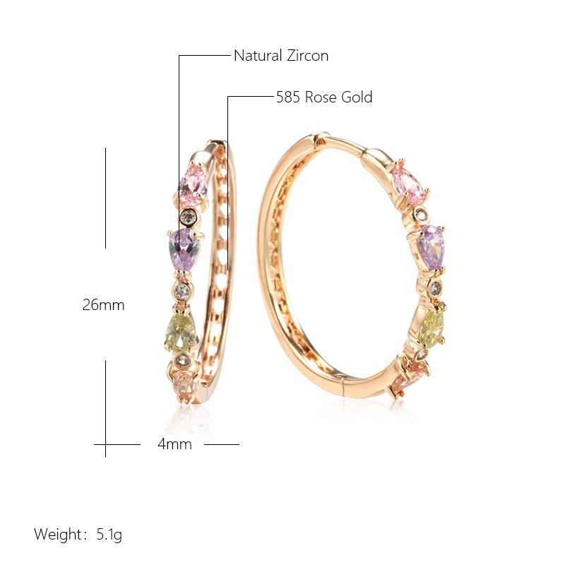 Shiny Natural Zircon Big Hoop Earrings For Women Wedding Jewelry New Design  Rose Gold Color Fine Daily Dangle Earrings