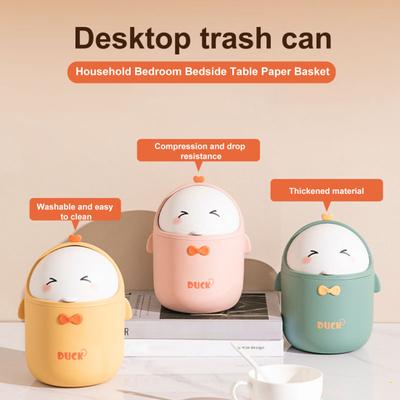 Desktop Trash Can Large Capacity Adorable Appearance Compact Size Funny Cartoon Garbage Container Waste Basket Home Supplies