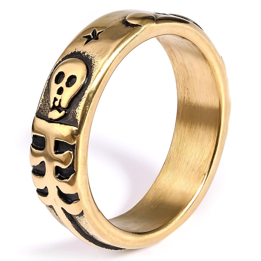 Personalized Stainless Steel Personalized Skull Trendy Man Retro Star Men'S Ring New Punk Style