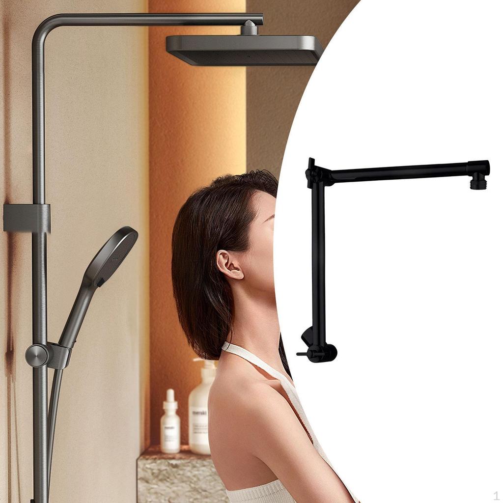 18'' Bath Shower Extension Arm, Head Extender, Upgrade Accessory Adjust Height/Angle Easy Assemble