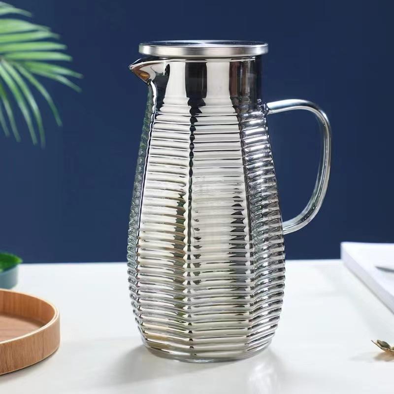 Hammer glass cold kettle, large-capacity beverage tea kettle, high temperature explosion-proof glass kettle with cool white open cold kettle