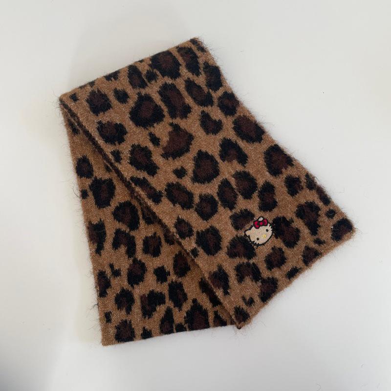 Koreanischer Süßer Leopardendruck Plüschschal für Kinder - Warmer Herbst/Winter Nackenschutz