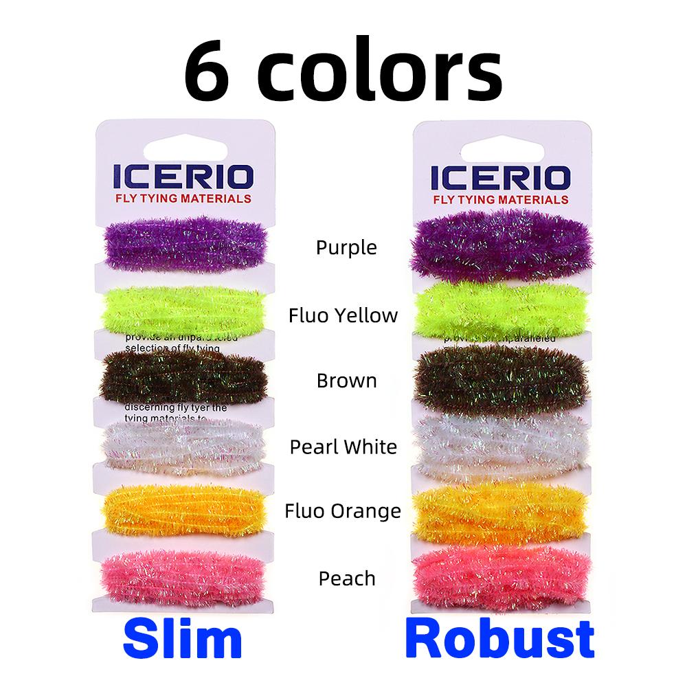 4mm 6mm Ice Dub Chenille Fliegenbinden Glitzergarn für Woolly Bugger Schillernde Körperwicklung, Lachs- & Steelhead-Fliegen Köder