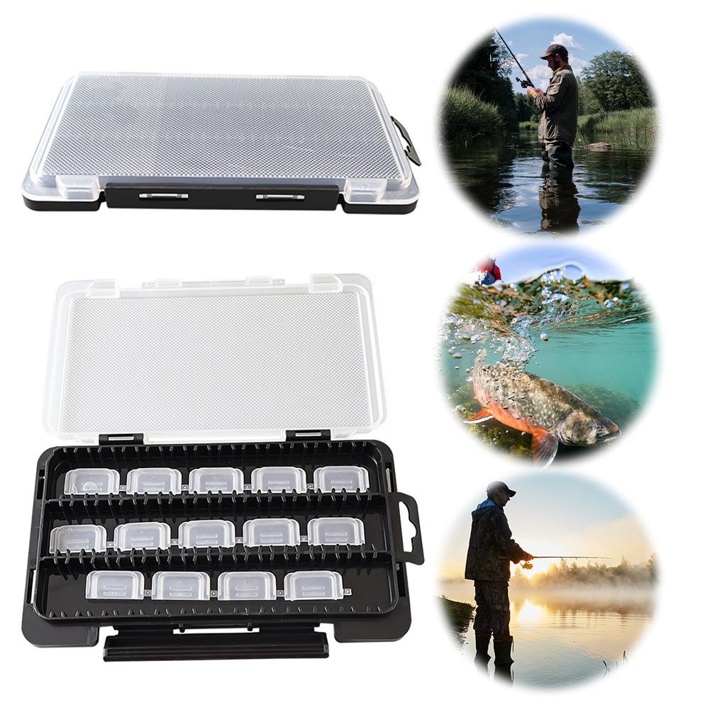 Double Sided Fishing Tackle Box Fishing Tool Storage Box Large Capacity Plastic Bait Organizer Box Portable for Outdoor Fishing