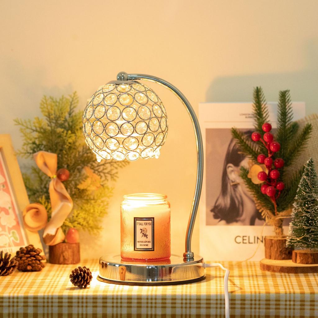 Crystal Candle Warmer Lamp Luxury Flameless Aromatherapy Light Elegant Home Decor for Living Room
