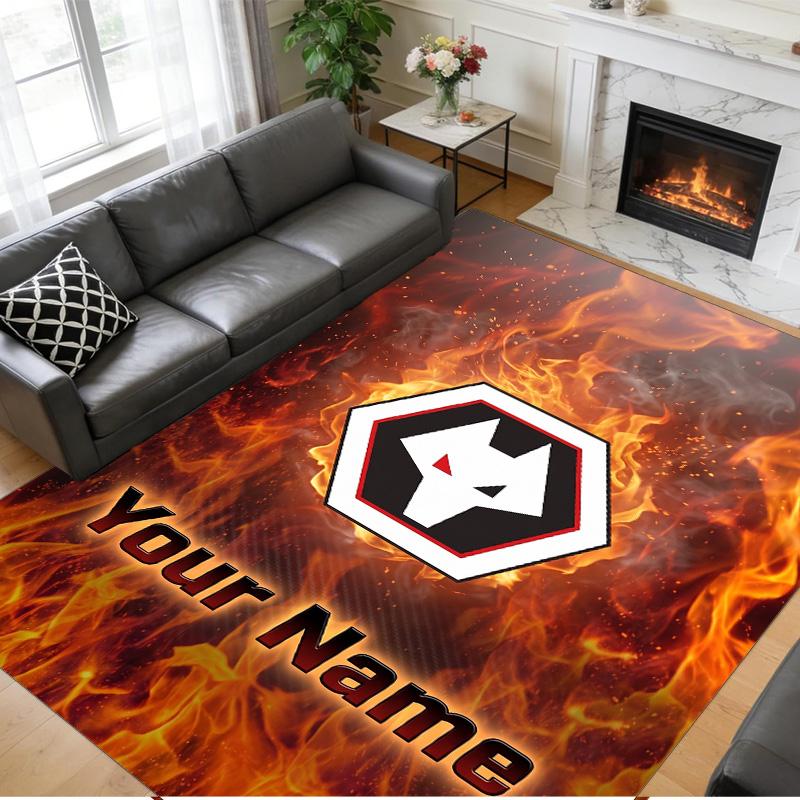 Crystal Velvet Rug Custom Name Text, Soft Non Slip Floor Mat Home DecorWolverhampton Wanderers Football