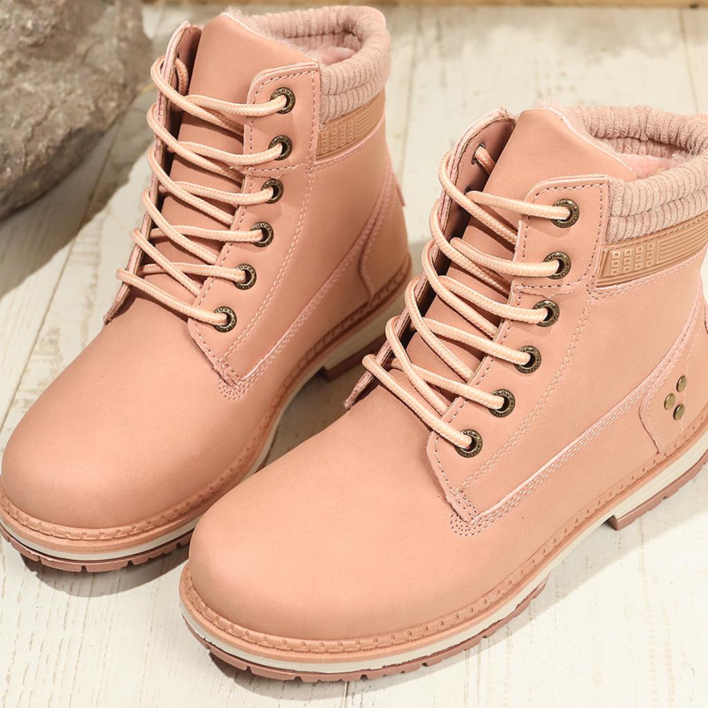 New Velvet Women's Martin Boots British Casual Large Size Flat-bottomed Warm Short Boots Non-slip Women's Shoes