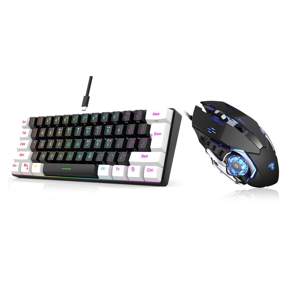Wired RGB 61-Key Mini Gaming Keyboard - Compact, Mechanical Feel for Office and Portable Use
