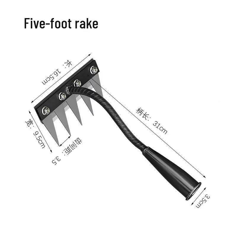 Heavy-Duty Stainless Steel Multi-Tooth Weeding Rake for Tilling and Gardening
