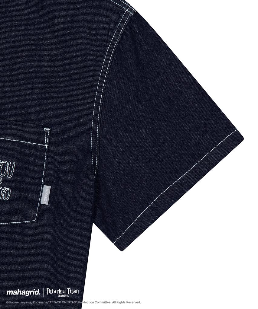 MAHAGRID [Attack On Titan] Sasageyo Denim Half Shirt Blue(Mg2Gmmw342T)