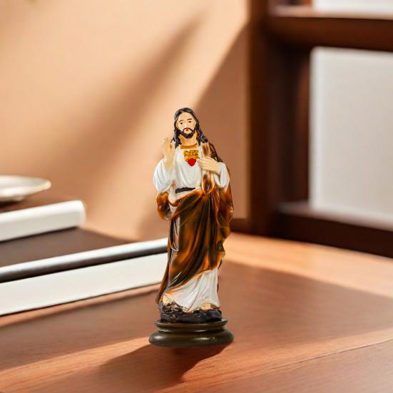 St Joseph Figurine Resin Catholic Religious Figure Sculpture Collectible Saint Joseph Statue for Christmas Festival Decor Desk Mantel Display