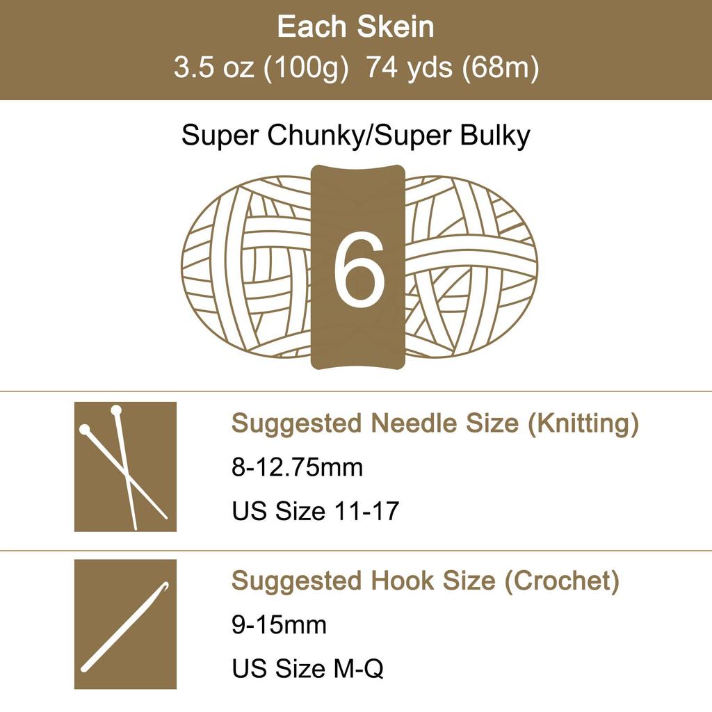 uxcell Velvet Yarn, Blanket Yarn, for Crocheting Bags, Scarves, Hats, 6-Piece Ultra-Soft Polyester Soft Knit, 100g, Cream