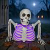 Color Changing Night Light Halloween Skull Candle Lantern with LED Lights, Realistic Bone Texture Flameless Lamp for Indoor And Outdoor Decorations