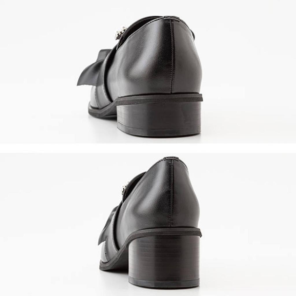 Yumetenbo Women's Pearl Ribbon Loafers, Size 23.0 cm, 5cm Enamel, 532465, Mass-Produced, Landmine Style.