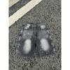 Vintage gewaschene Jeans-Shorts mit Metallakzenten Unisex Straight Fit Punk-Stil Baumwollmischung