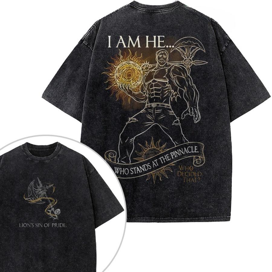 

Meliodas Print T-shirt The Seven Deadly Sins Anime Clothing Men Cotton Tshirts Vintage Washed Tee Harajuku Oversized T Shirt S чёрный