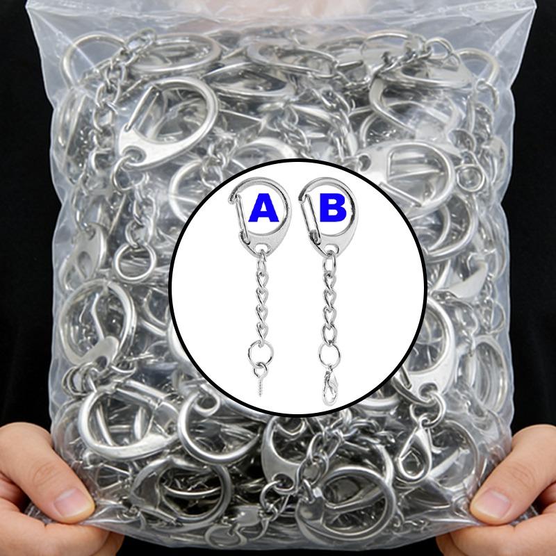 200pcs New Metal Lobster Clasp Keychain Ring D Shaped Clasps Connector Hook for DIY Jewelry Making Finding Key Chain Accessories