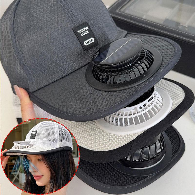 Summer Breathable Mesh Solar Fan Cap Outdoor Sun Protection Baseball Hat with USB Fan