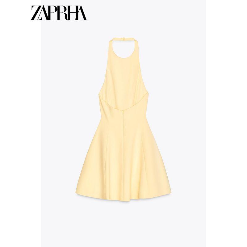 Zaprha 2025 New Arrival French Style Beautiful Wavy Style Wide Hem Halterneck Short Dress Waist Tight Slim Looking 2858777