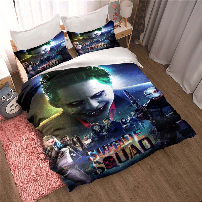 The 1PC Action Movie "Suicide Squad" Bedding Set, Including One Duvet Cover and Two Pillowcases, Creates a Comfortable Home Spac