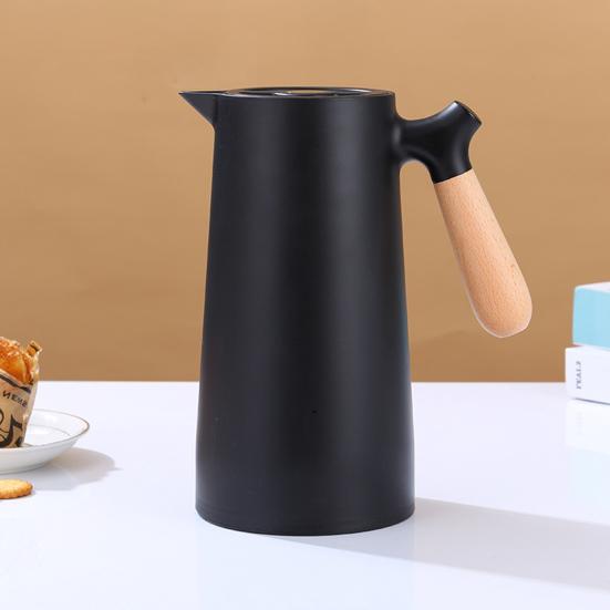 Thermoskanne 1000ml Kapazität Wasserspender Kessel mit Holzgriff Vakuumisoliert Wasserflasche Auslaufsicher Isoliert Kessel für Zuhause Büro Wohnheim
