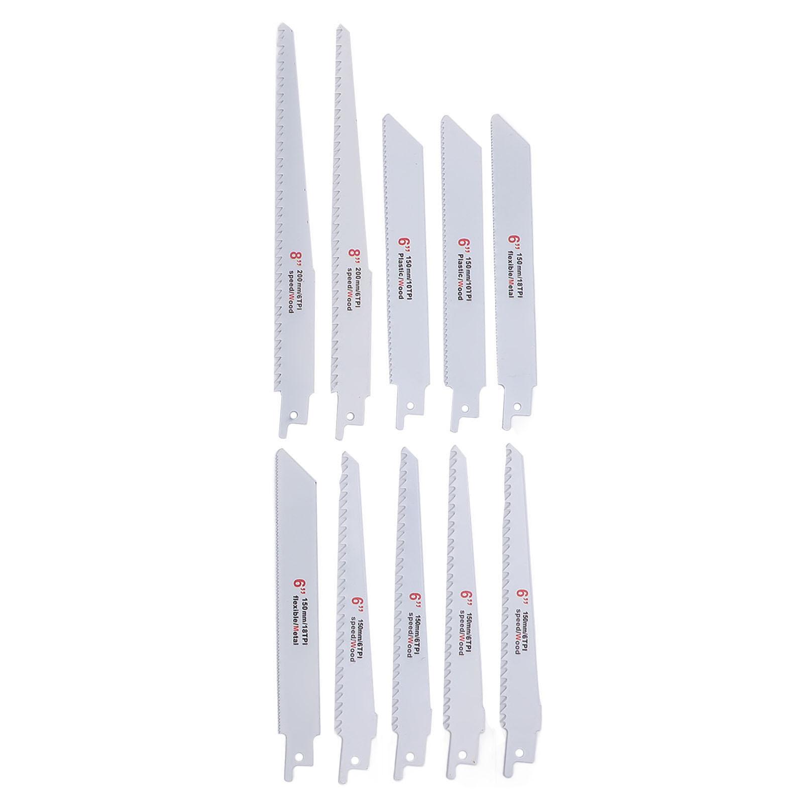 

10 Pieces Reciprocating Sawblades Jig Sawblade Assortment Set for Wood Pruning Metal Cutting 6TPI