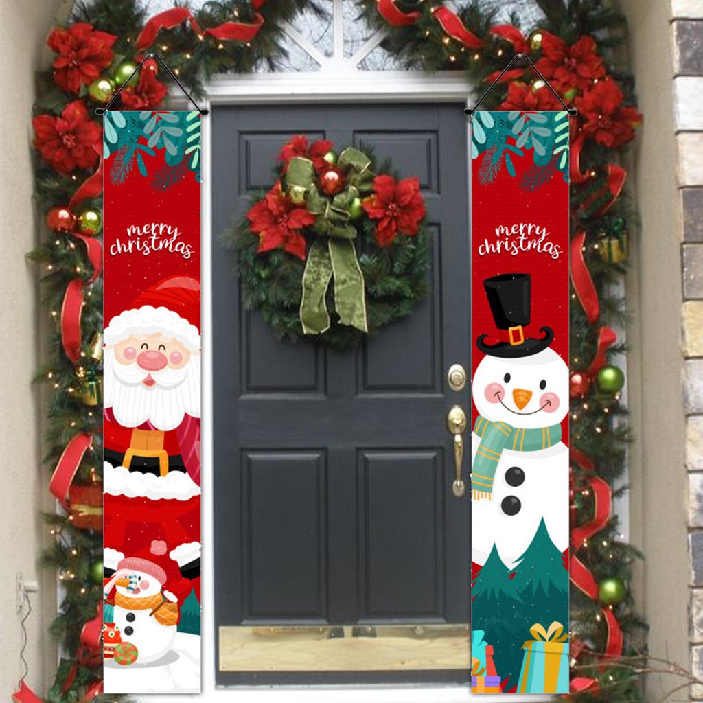 Christmas Outdoor Door Banner Flag Merry Christmas Porch Sign Decorative for Home Yard Front Door Navidad Natal Gift New Year