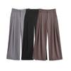 Kaslead New Women Clothes Western Style Versitile Fashion Flip Double Pleated Wide Leg Pants 4661439