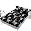 Skull Black Sheet Three-Piece Bedspread Pillowcase Kit Mattress Protective Cover