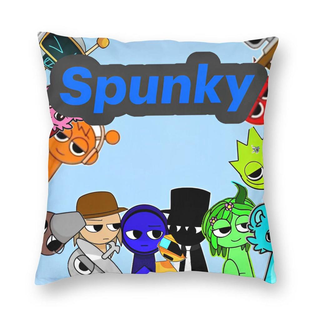 Sprunki Jevin Grappige Game Kussensloop Bedrukte Polyester Kussenhoes Decoratie Sierkussenhoes Hoes Woonkamer Vierkant