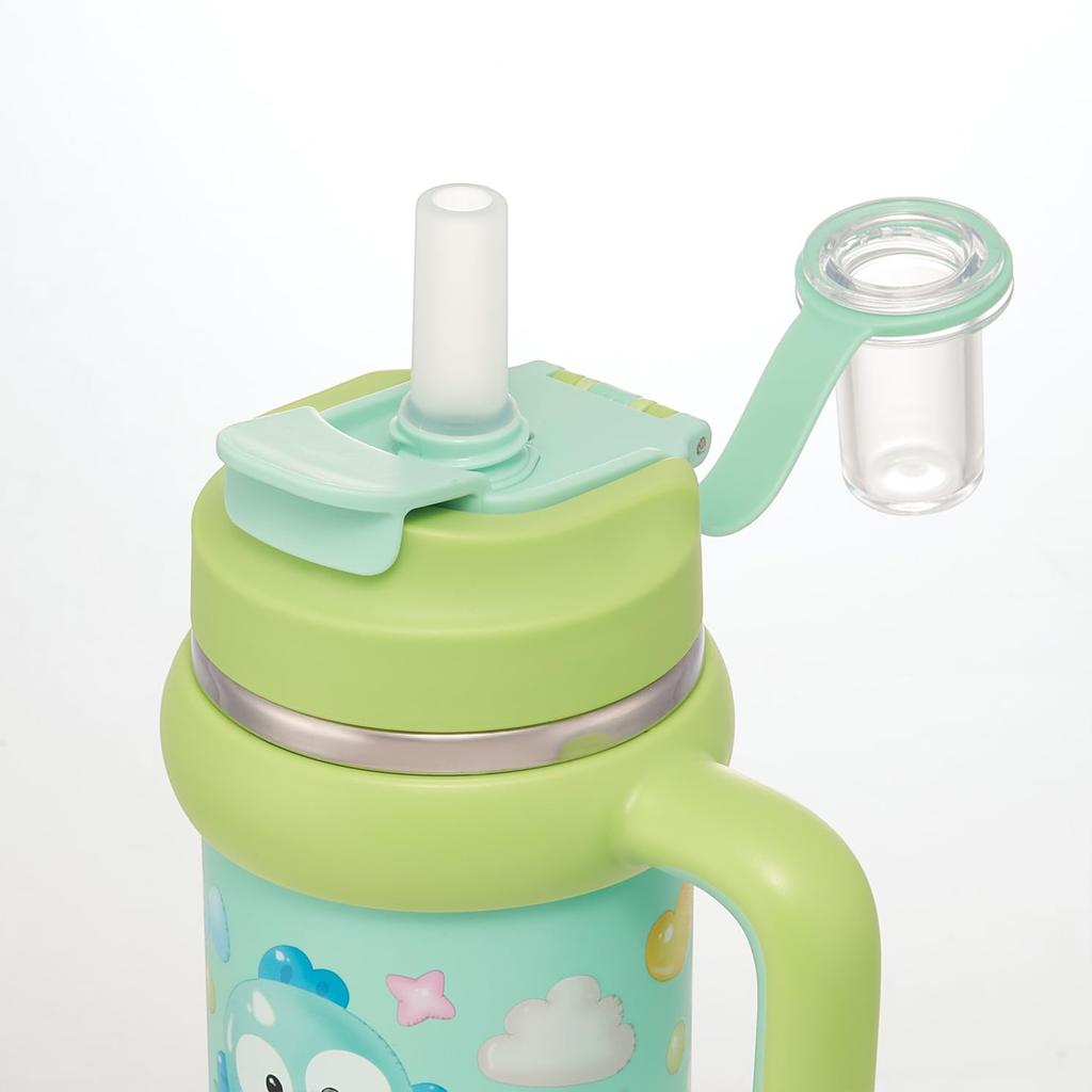 Skater Straw with Direct Sanrio Hangyodon Puffy Balloon Tumbler, 830ml, Insulated, Cold/Hot, Handle, 2-Way, Drinking, Design, STSTB9-A