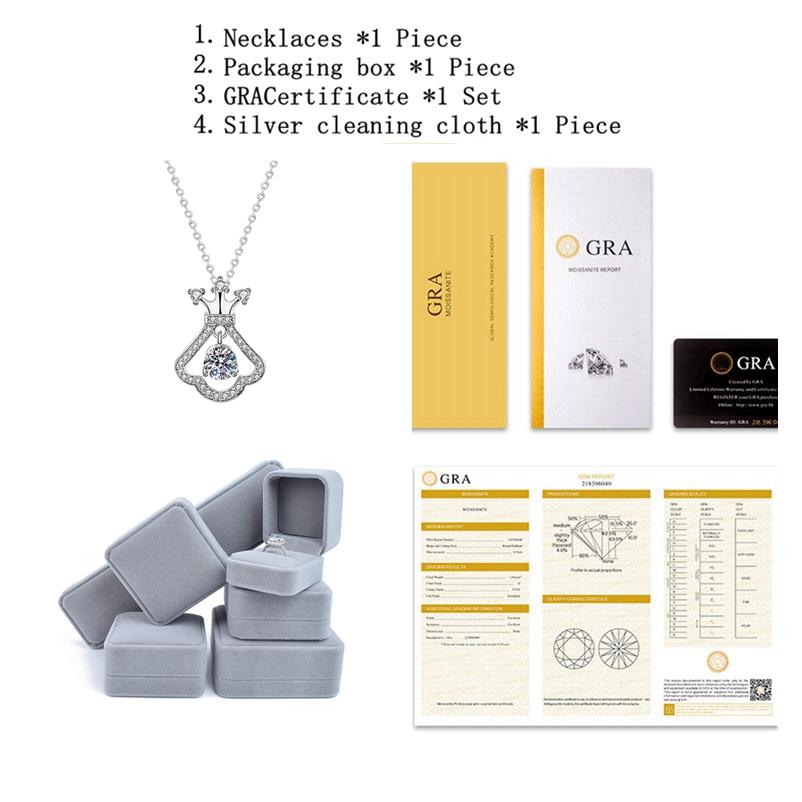 Real Moissanite Necklace Top Quality 925 Sterling Silver Crown Skirt Pendant Necklaces For Women Bride Sparkling Wedding Jewelry