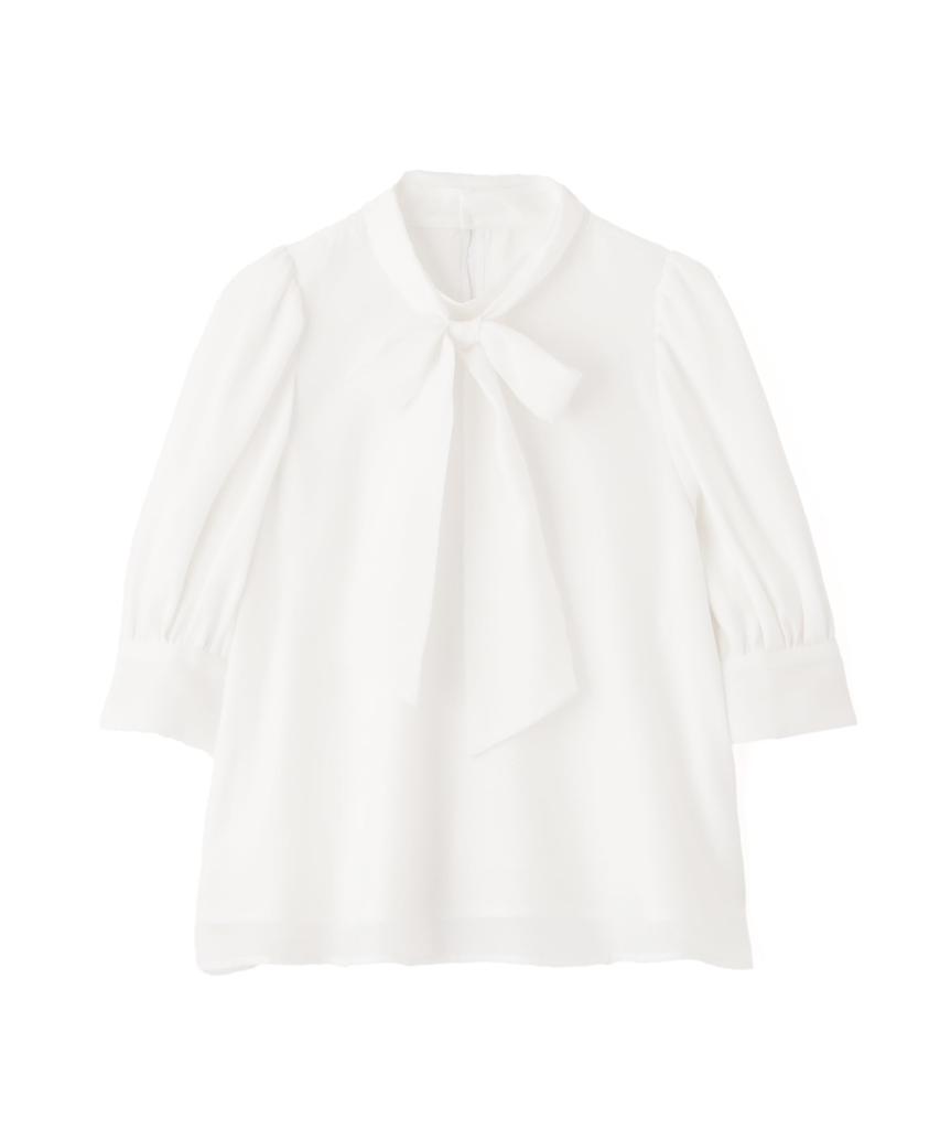 Jill by Jill Stuart Sheer Bowtie Puff White Blouse, Women's,