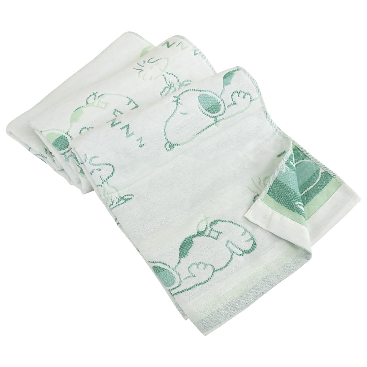 Rivere Марлевый Хлопок Летнее Легкое Одеяло Одеяло, Односпальное, Трехслойная Марля, Снупи, Смесовое, Накидка, (зеленый) зелёный