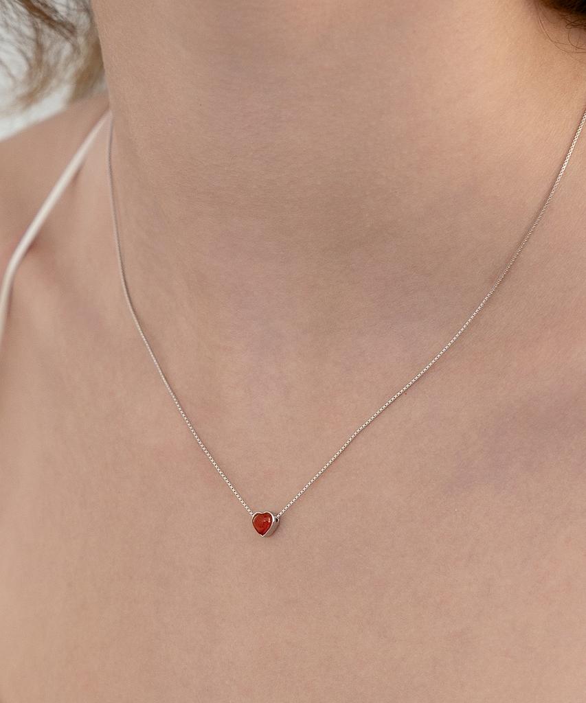 Tatiana (Silver 925) Heart Pendant Necklace Nz2515 Red