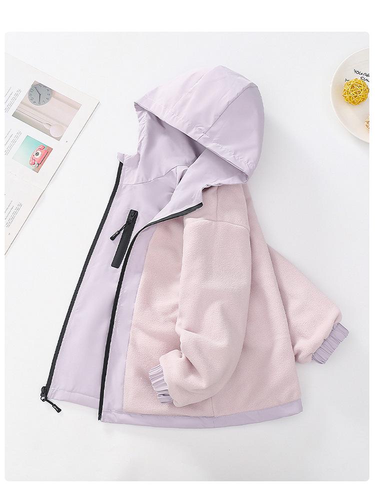 2025 Trendy Girls' Fleece-Lined Windbreaker Jacket - Stylish Spring/Autumn Layer
