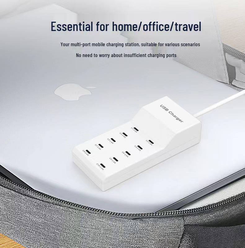 10-Port Fast USB-C Charger for Android & Apple Devices